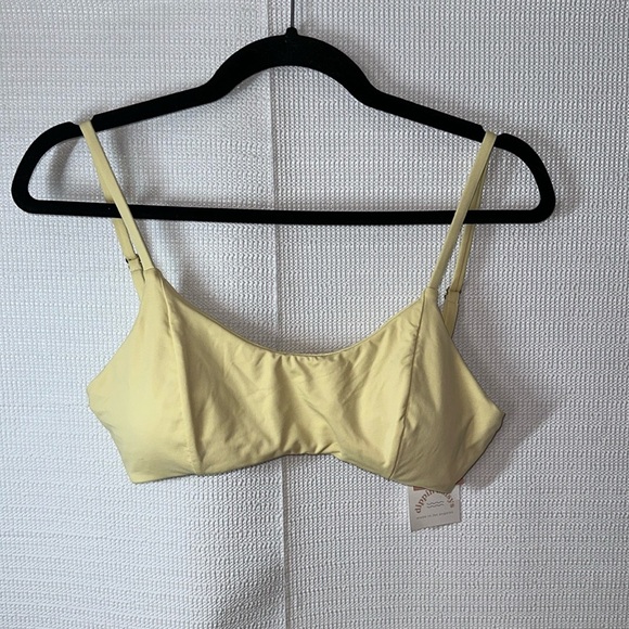 NWT DIPPIN' DAISY'S Eco Pale Yellow Redondo Bralette Bikini Top Womens Medium - Picture 1 of 5